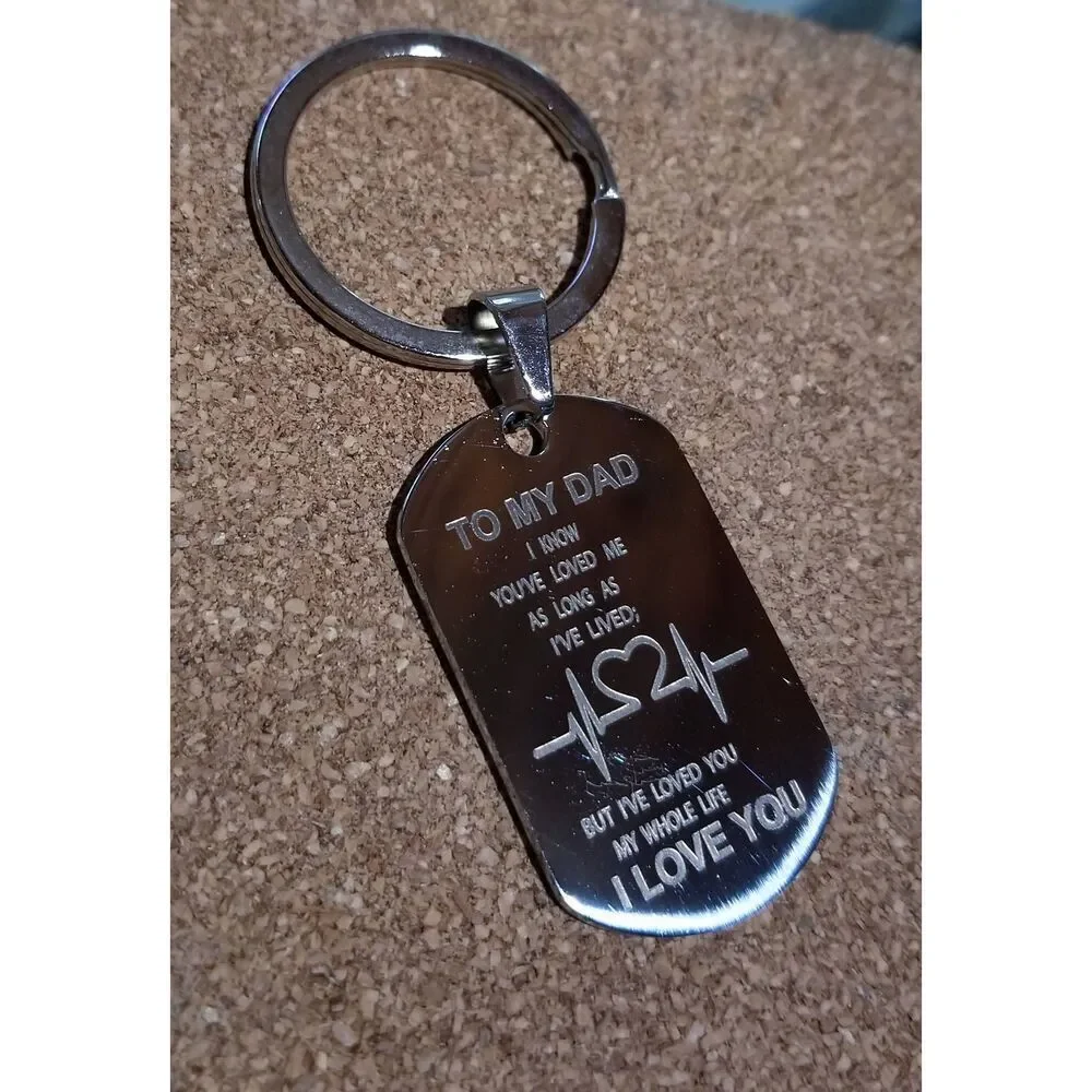 Stainless Steel Dad Gift Keychain